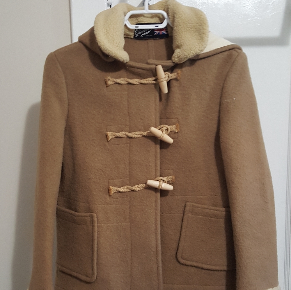 GLOVERALL tan wool duffle coat sz 8